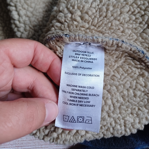 Eddie Bauer sherpa lined fleece flannel. Kids 14/16. Blue. - Picture 4 of 5